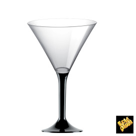 Flûte Plastique Cocktail Pied Noir 185ml 2P (20 Utés)