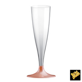 Flûte Champagne Plastique Pied Pêche Perlé 140ml 2P (400 Utés)