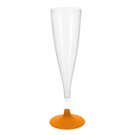 Plastic stam fluitglas Mousserende Wijn oranje transparant 140ml 2P (20 stuks)