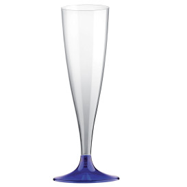 Plastic stam fluitglas Mousserende Wijn blauw 140ml 2P (400 stuks)