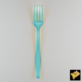 Fourchette Plastique PS Premium Turquoise 190mm (50 Utés)