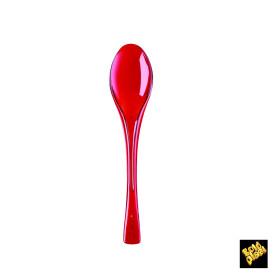 Plastic lepel  PS "Flen" rood transparant 14,5cm (50 stuks) 