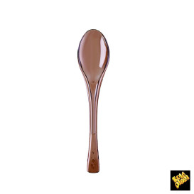 Plastic lepel  PS "Flen" bruin transparant 14,5cm (3000 stuks)