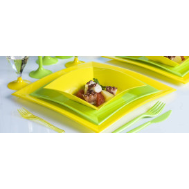 Assiette Plastique Réutilisable Plate Vert citron PP 180mm (300 Utés)