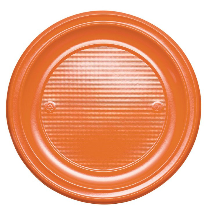 Assiette Plastique Plate Orange PS 220mm (30 Unités)