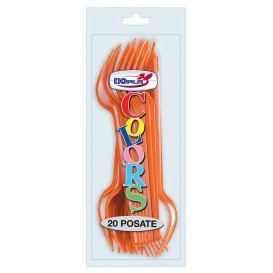 Fourchette plastique Orange PS 175mm (20 Unités)