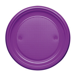 Assiette Plastique Plate Violette PS 170mm (50 Unités)