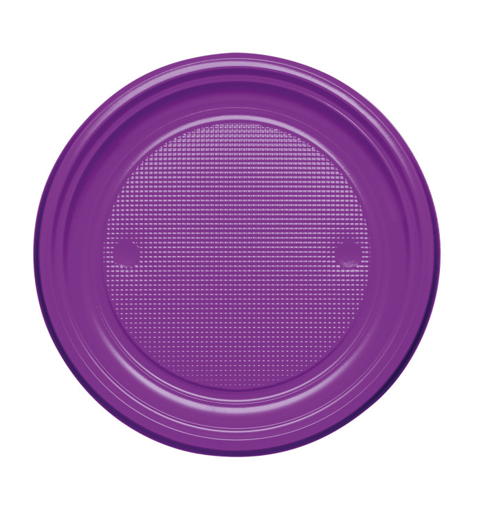 Assiette Plastique Plate Violette PS 170mm (50 Unités)