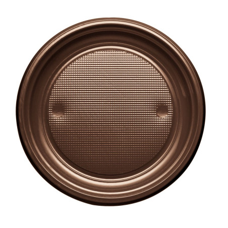 Assiette Plastique PS Plate Chocolat Ø170mm (50 Unités)