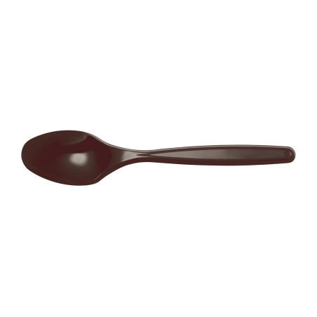 Plastic PS thee lepel chocolade 12cm (40 stuks) 