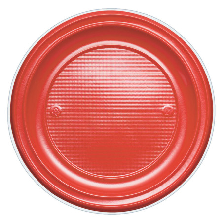 Assiette Plastique PS Plate Rouge Ø220mm (780 Unités)