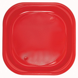 Plastic bord PS Vierkant rood 20x20 cm (1000 stuks)