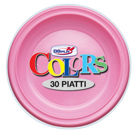 Plastic bord PS Plat roze Ø22 cm (780 stuks)