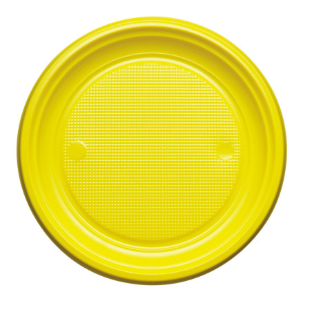 Assiette Plastique PS Plate Jaune Ø220mm (30 Unités)