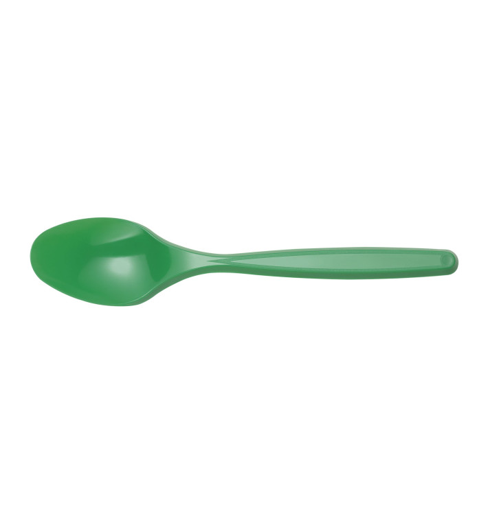 Plastic PS thee lepel groen 12cm (40 stuks) 