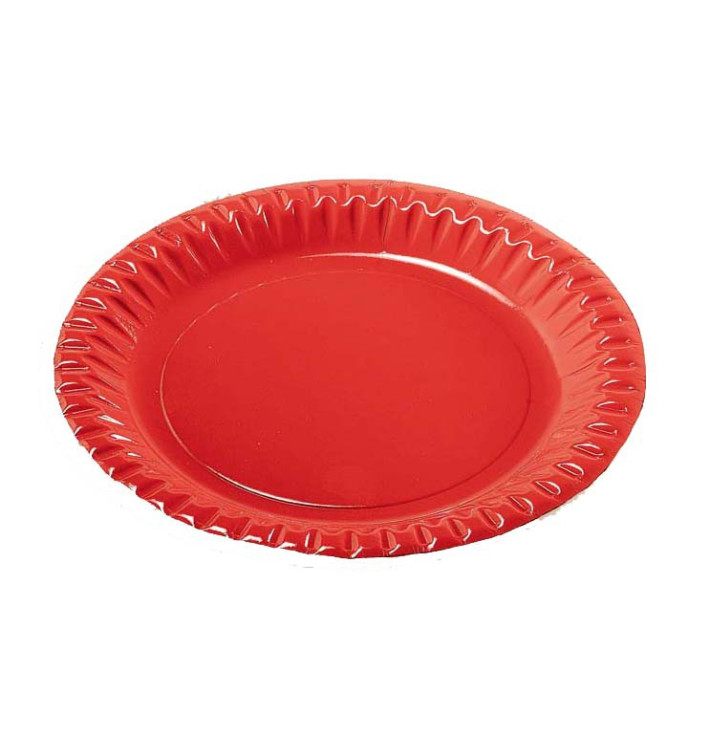 Papieren bord Rond vormig "Party" rood 18cm (300 stuks)