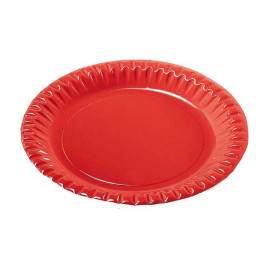 Papieren bord Rond vormig "Party" rood 23cm (10 stuks) 