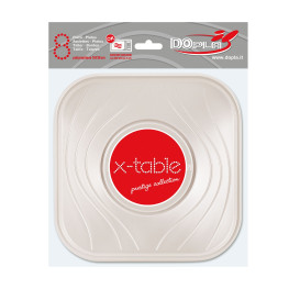 Assiette Plastique PP "X-Table" Carré Perle 180mm (120 Utés)