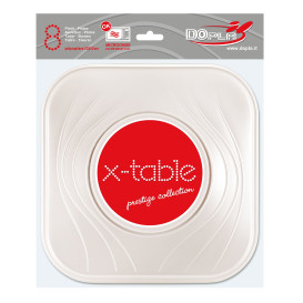 Assiette Plastique PP "X-Table" Carré Perle 230mm (8 Unités)