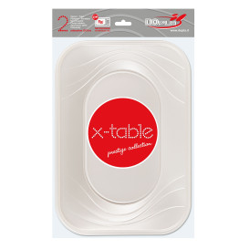 Plastic dienblad microgolfbaar "X-Table" parel 33x23cm (2 stuks) 