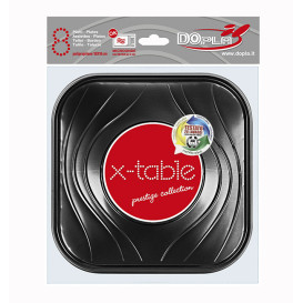 Assiette Plastique PP "X-Table" Carré Noir180mm (8 Utés)