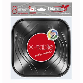 Bol Plastique PP Carré "X-Table" Noir 18x18cm (8 Utés)