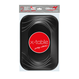 Plateau Plastique PP "X-Table" Noir 330x230mm (2 Utés)