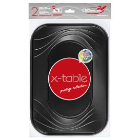 Plateau Plastique PP "X-Table" 3C Noir 330x230mm (2 Utés)