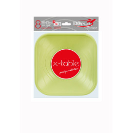 Bol Plastique PP Carré "X-Table" Vert 18x18cm (8 Utés)