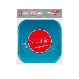 Assiette Plastique PP "X-Table" Turquoise 230mm (8 Utés)