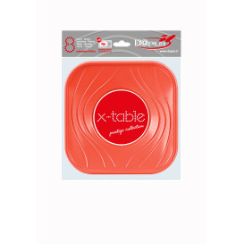 Bol Plastique PP Carré "X-Table" Orange 18x18cm (120 Utés)