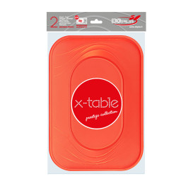 Plateau Plastique PP "X-Table" Orange 330x230mm (2 Utés)