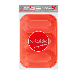 Plastic dienblad microgolfbaar "X-Table" 3C oranje 33x23cm (2 stuks) 