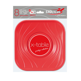 Assiette Plastique PP "X-Table" Rouge 180mm (8 Utés)