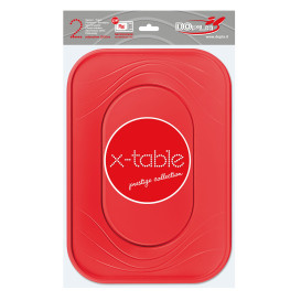 Plateau Plastique PP "X-Table" Rouge 330x230mm (2 Utés)