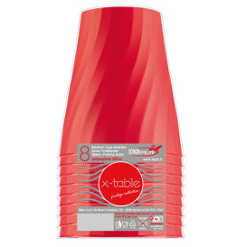 Plastic PP beker "X-Table" rood 320ml (8 stuks) 