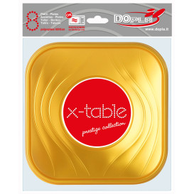 Plastic bord PP "X-Table" Vierkant goud 18 cm (120 stuks)