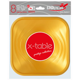 Bol Plastique PP Carré "X-Table" Or 18x18cm (8 Utés)