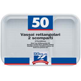 Plastic Compartment dienblad wit 2C 27x18cm (50 stuks) 