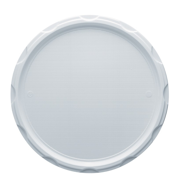 Assiette Plastique à Pizza PS Blanche 320mm (100 Unités)