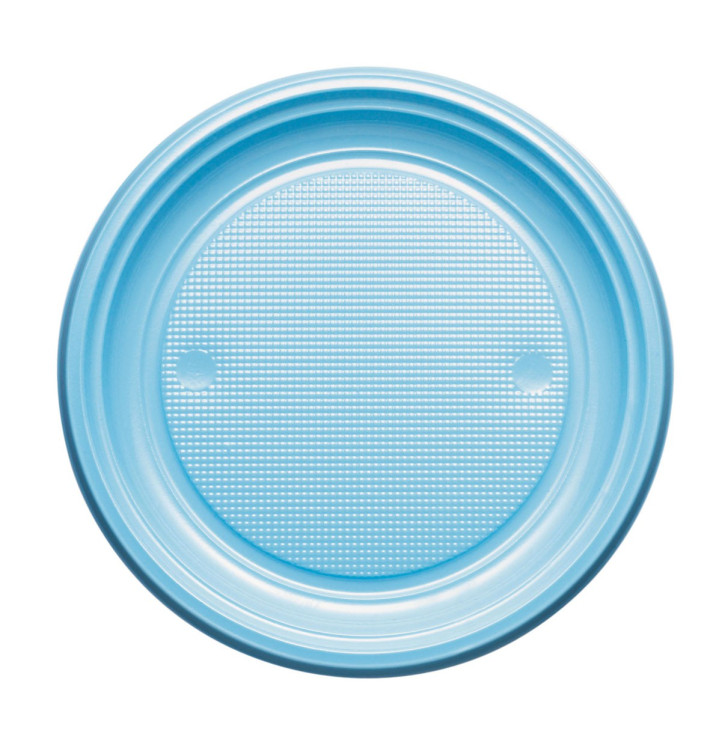 Assiette Plastique PS Plate Bleu Clair Ø220mm (30 Unités)