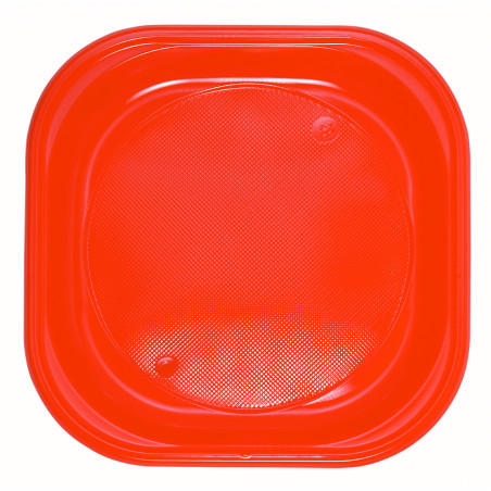 Assiette Réutilisable PS Carrée Orange 200x200mm (25 Utés)