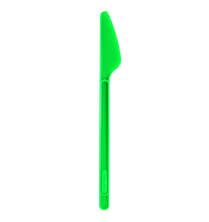 Plastic PS mes  groen 17,5cm (20 stuks) 