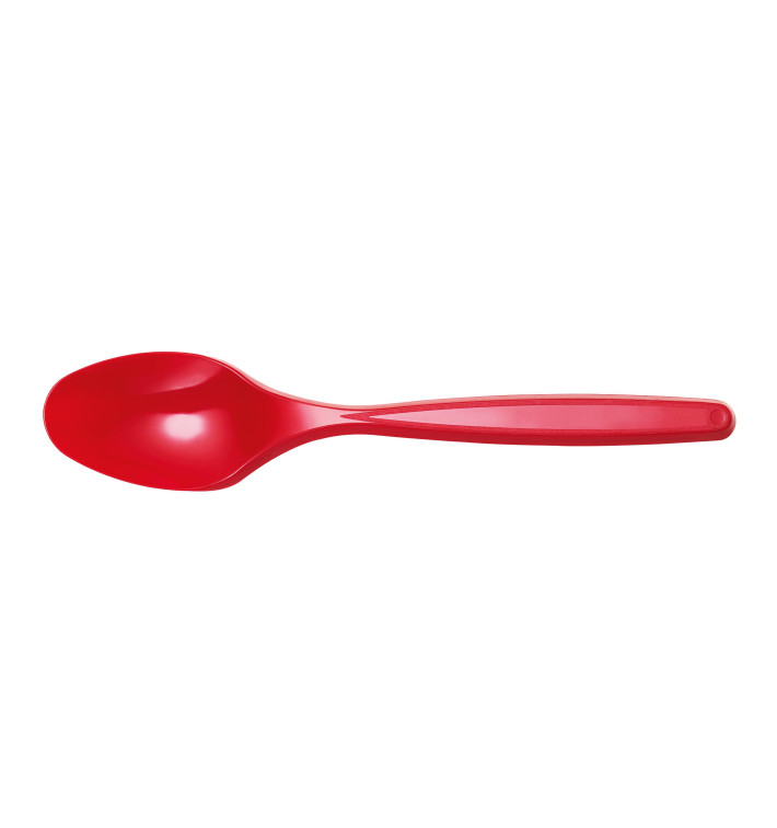 Plastic PS thee lepel rood 12cm (1200 stuks)