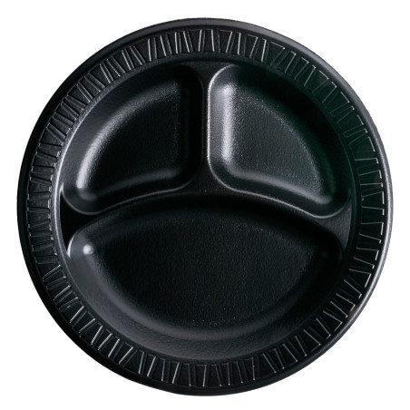 Assiette Thermique FOAM "Quiet Classic" 3 C. Stratifié Noir Ø23cm (125 Utés)