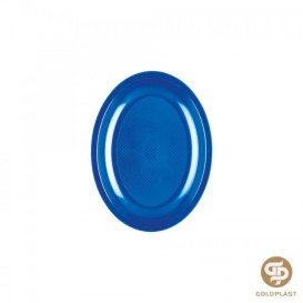 Plastic schotel Ovaal vormig mediterranean blauw "Rond vormig" PP 25,5 cm (600 stuks)