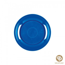 Assiette Plastique Plate Bleu Mediterranéen Round PP Ø220mm (50 Utés)