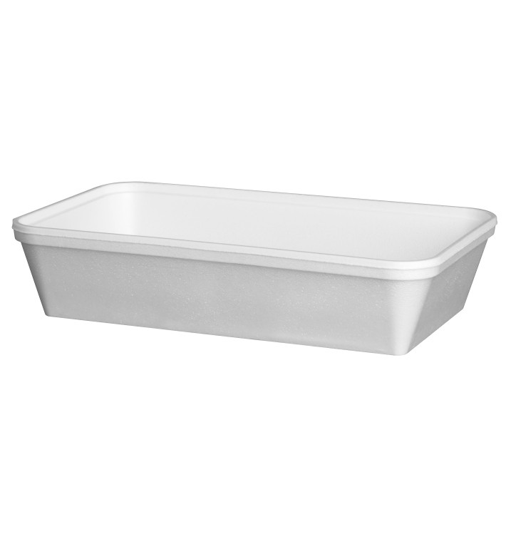 Barquette Rectangulaire en Foam Blanc 970ml (25 Unités)