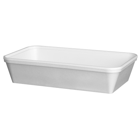 Barquette Rectangulaire en Foam Blanc 970ml (25 Unités)