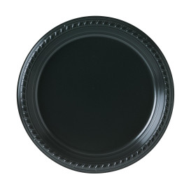 Plastic bord Plat van PS zwart 23 cm (25 stuks) 